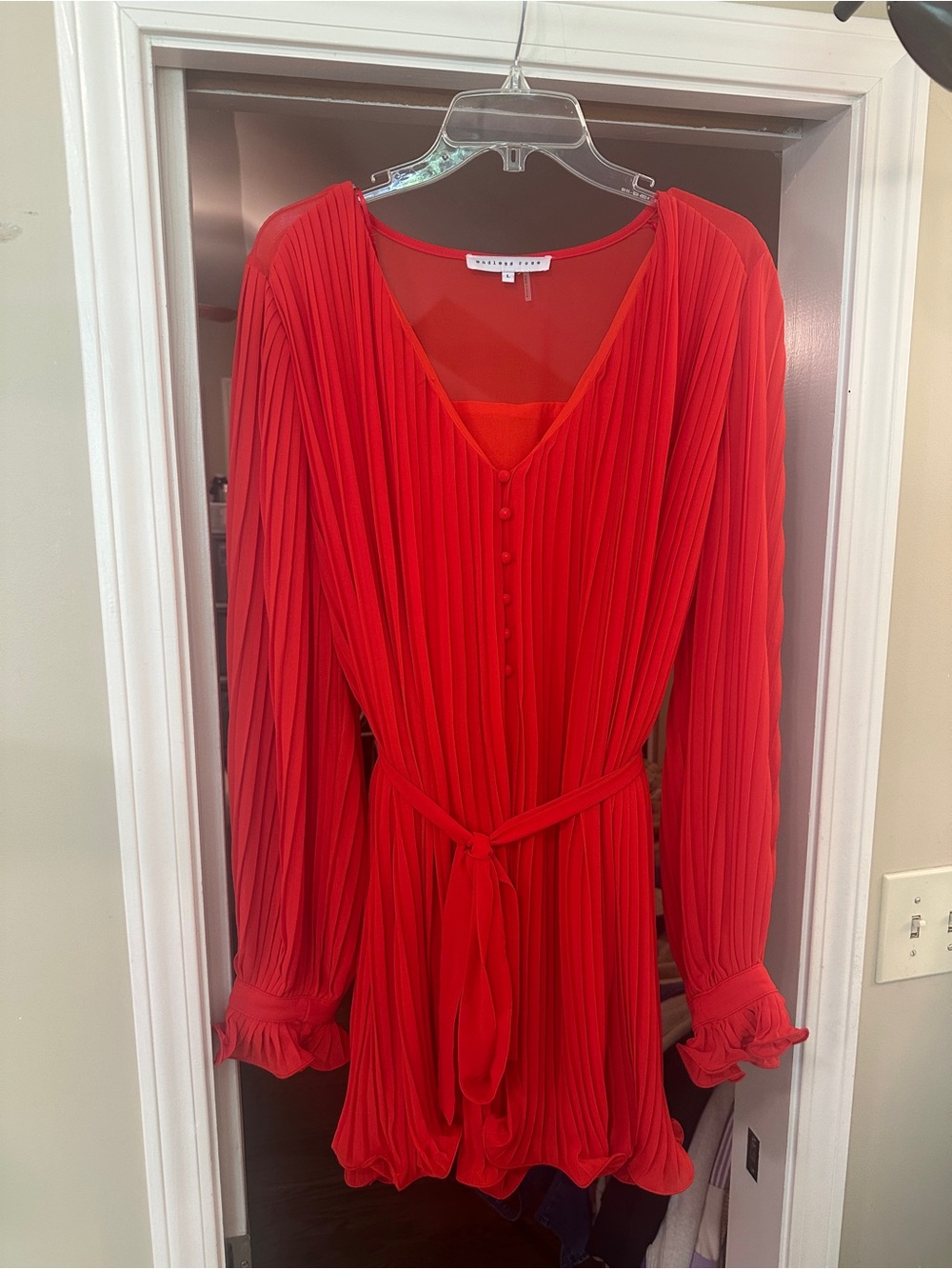 Endless Rose Red Pleated Chiffon Mini Dress